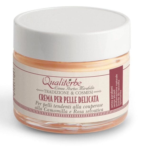 Crema viso pelle delicata all'oleolito di camomilla e infuso rosa selvatica - Qualiterbe | Erboristeria Erbainfusa Como | Shop Online